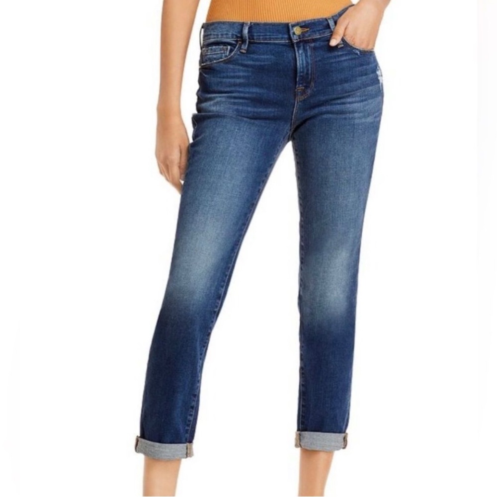 Frame Le Garcon Womens Size 26 Slouchy Dark Wash Mid Rise Boyfriend Jeans
